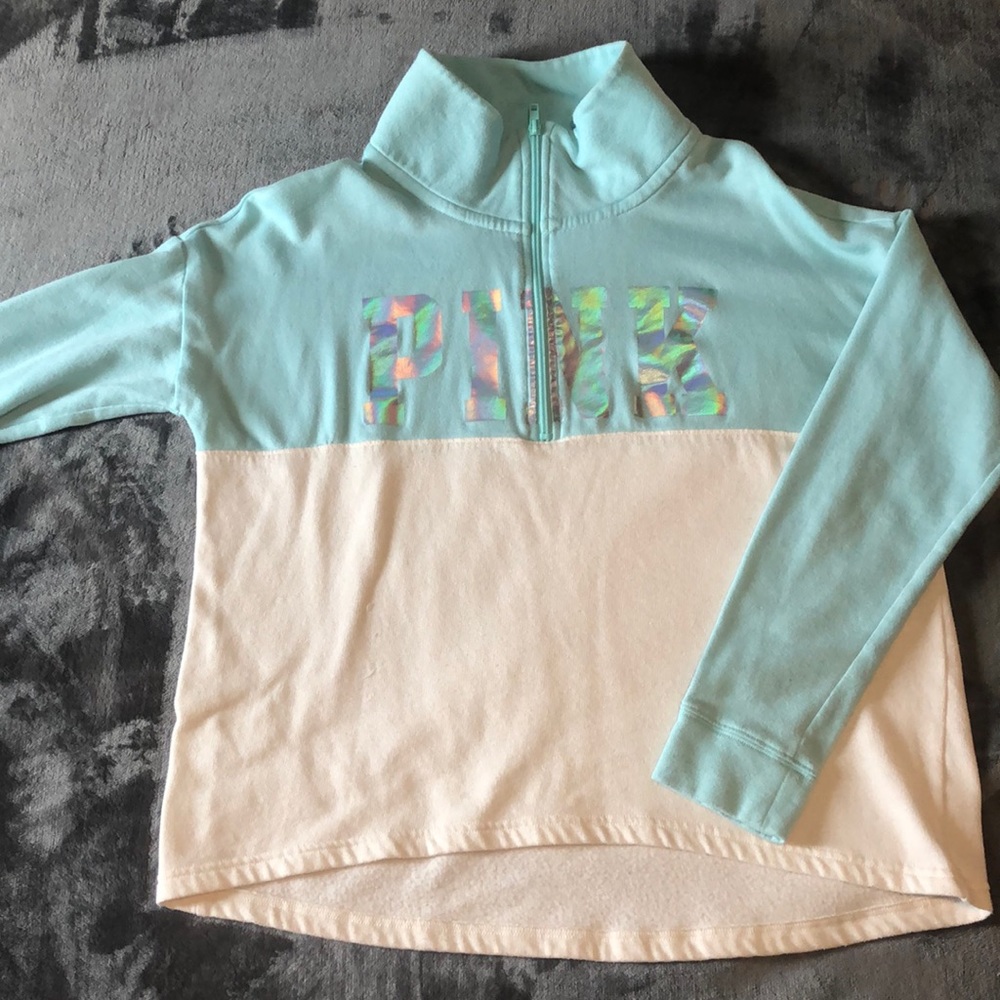 Pink quarter zip pull over sweater